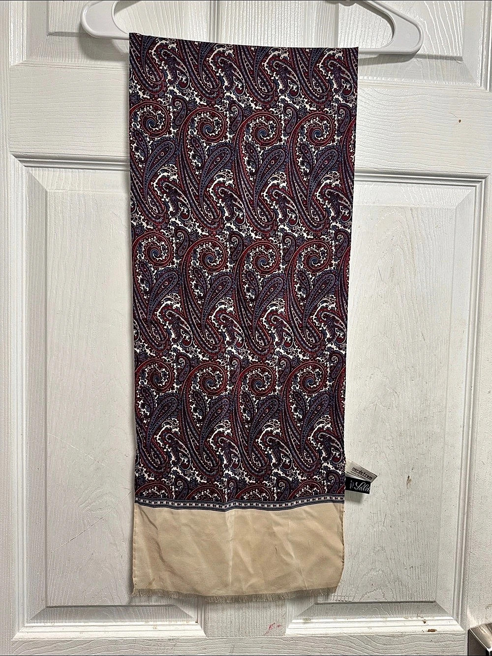Salvatore Ferragamo Silk Paisley Scarf in Red & Blue